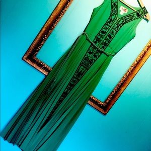 Alfred Shaheen 1970s Hawaiian green maxi dress